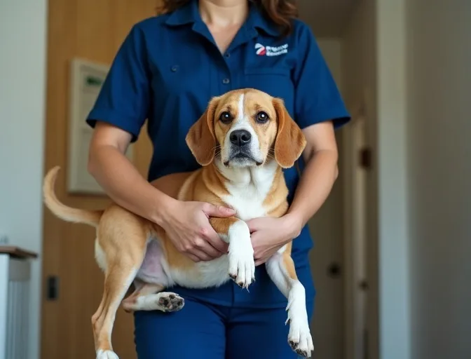 Technician respectfully transporting a deceased dog in Kealba
